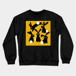 Black Bunnies on Yellow Crewneck Sweatshirt